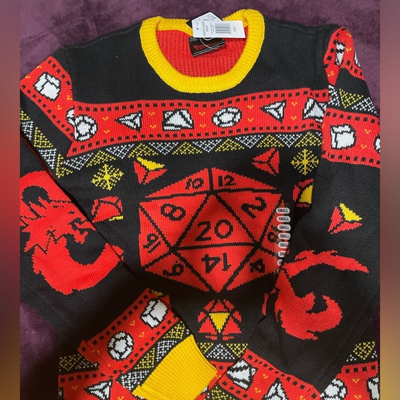 Dungeons And Dragons Ugly Xmas Sweater Mens Small - Gamestop Brand NEW - Picture 1 of 3